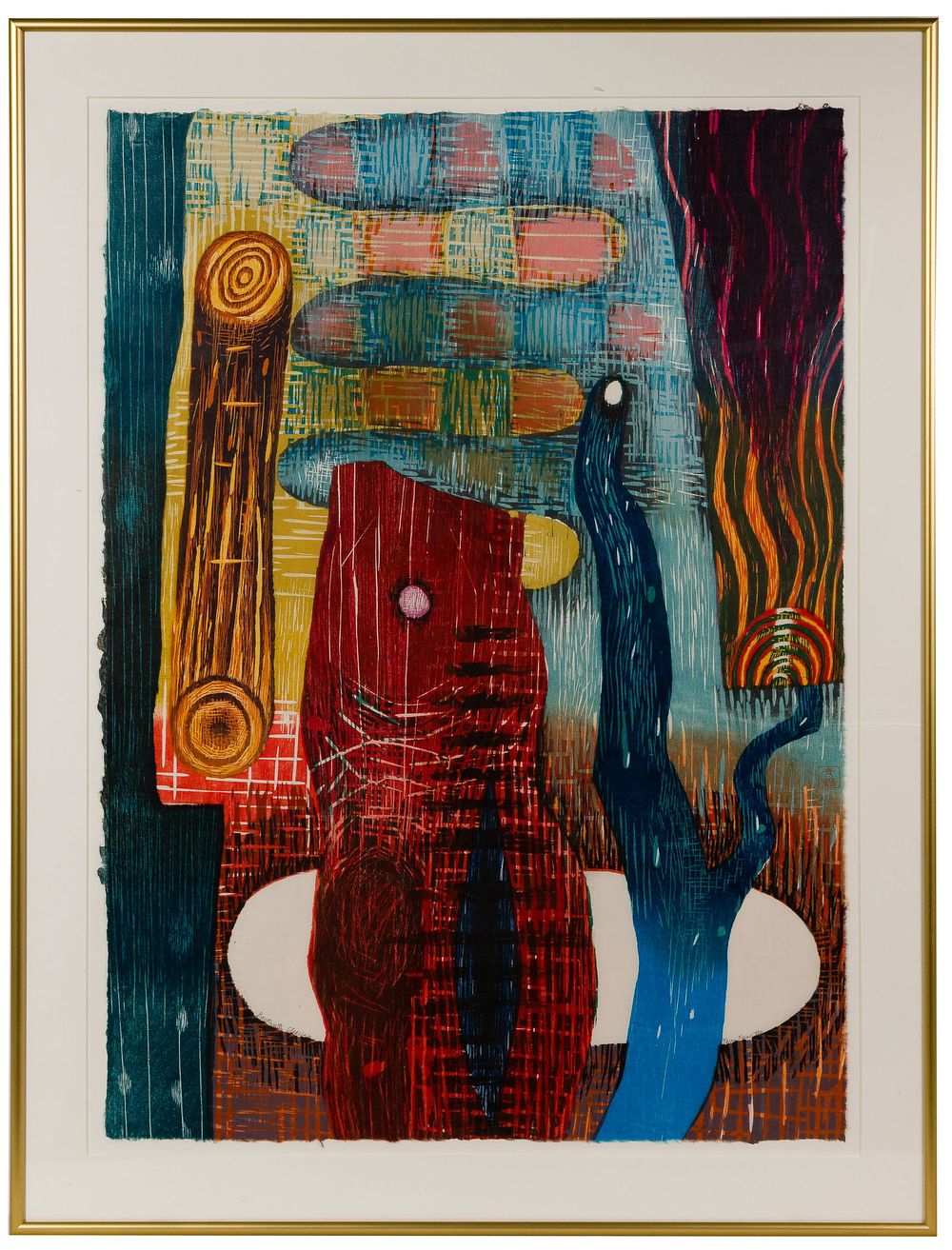 Lot 188: Karen Kunc (American, b.1952) 'Backwater Clearing' Woodcut on Handmade Paper