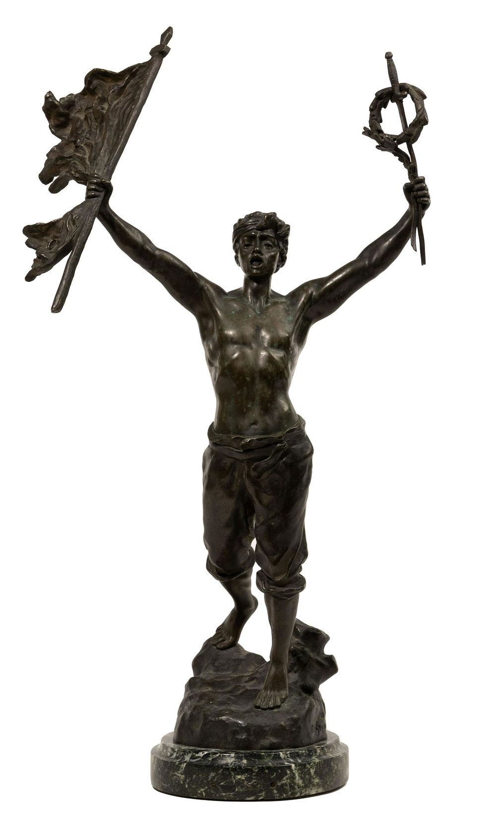 Lot 227: (After) Desire Grisard (French, b.1872) 'Victory' Patinated Bronze Sculpture