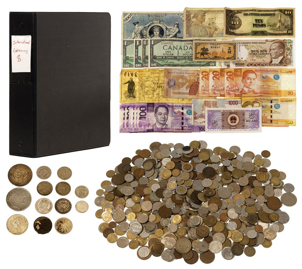 Lot 252: World Coin and Currency Assortment