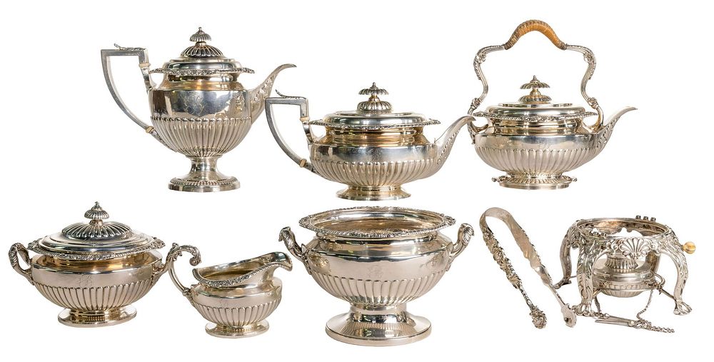 Lot 253: William Burwash and S. Kirk Sterling Silver Beverage Service