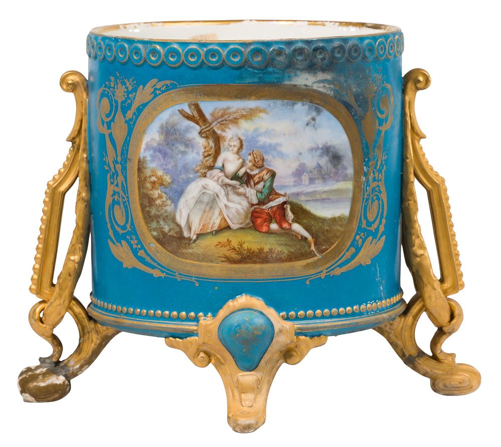 Lot 371: Sevres Footed Cache Pot