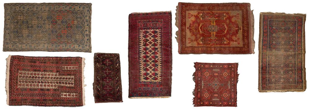 Lot 393: Persian Rug and Bag Assortment