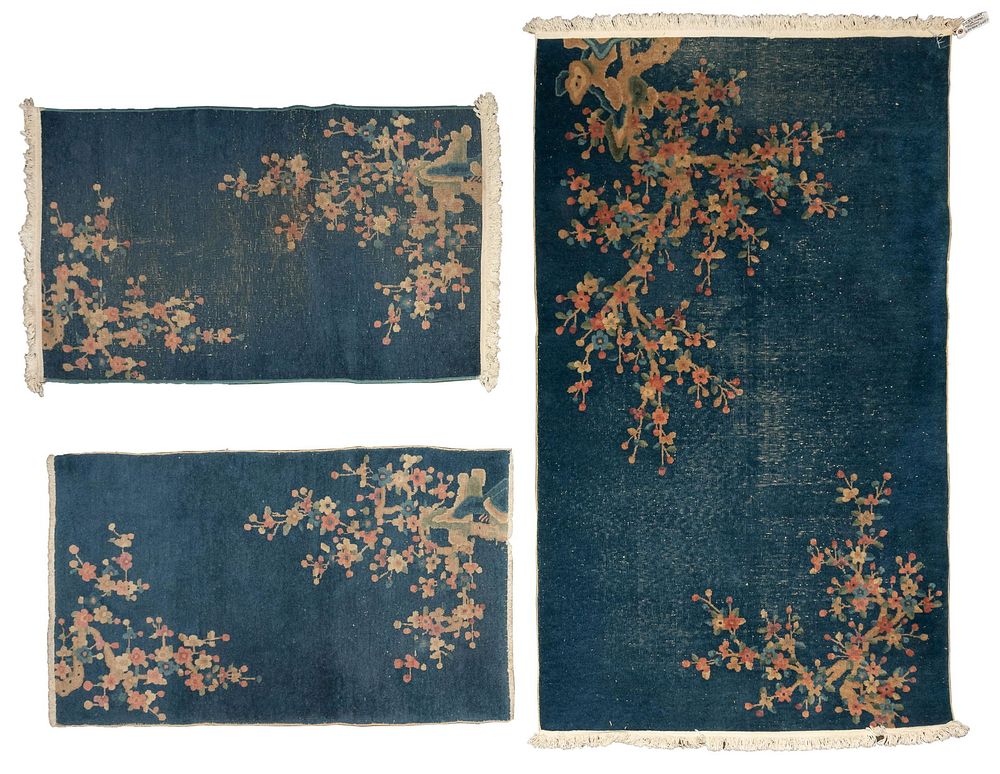 Lot 396: Chinese Art Deco Style Wool Rugs