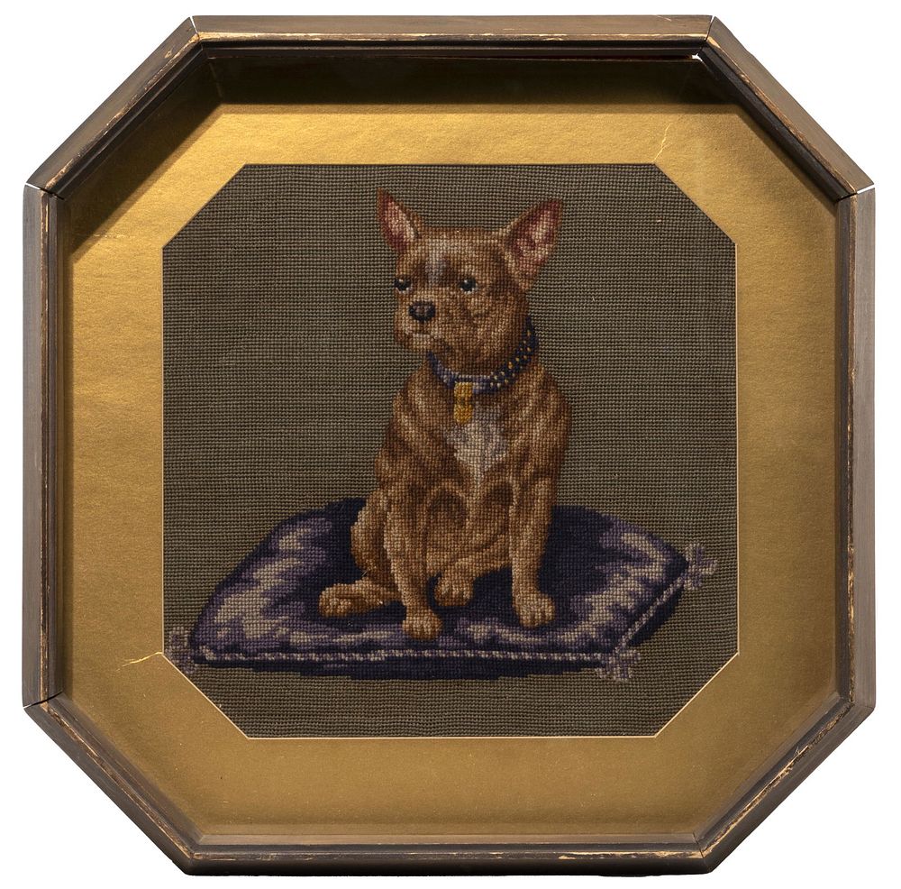 Lot 407: French Bulldog Needlepoint