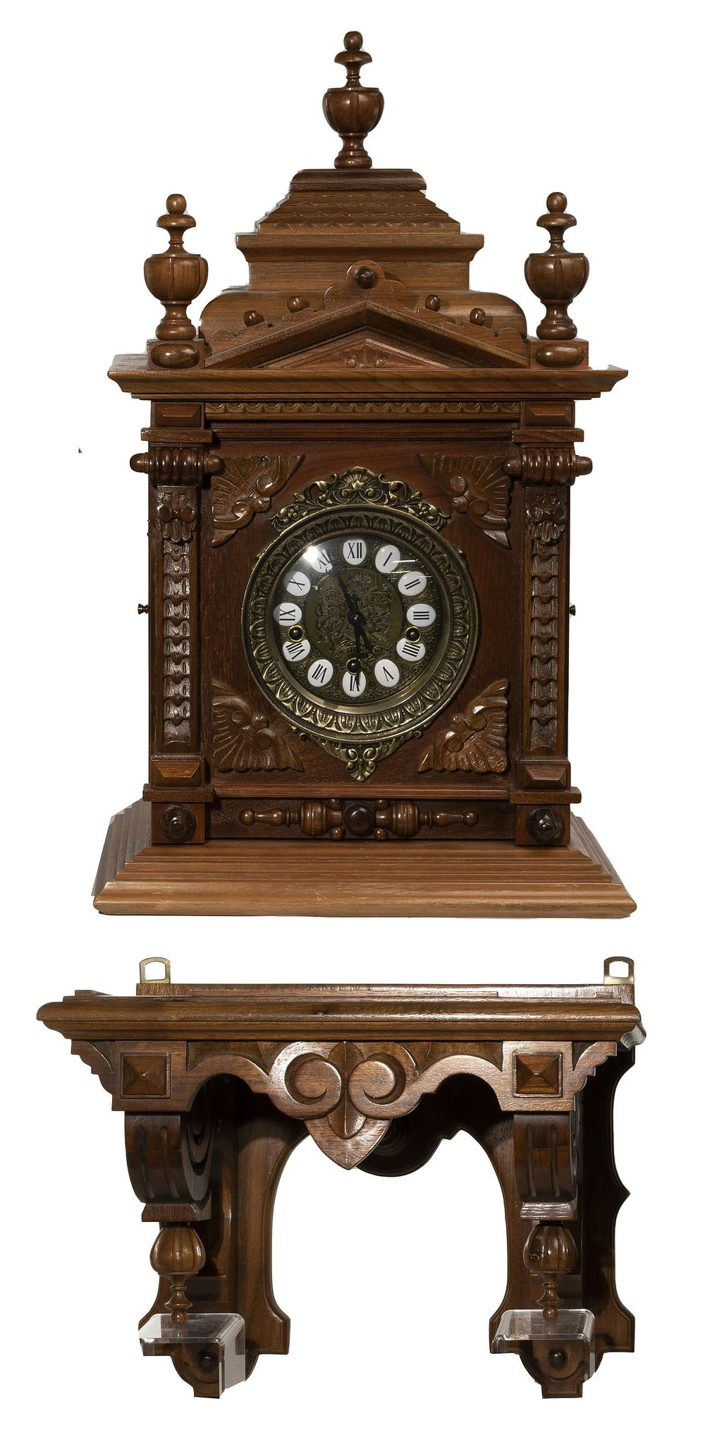 Lot 412: Gazo 'Mission Bay' Mantel Clock and Bracket Shelf