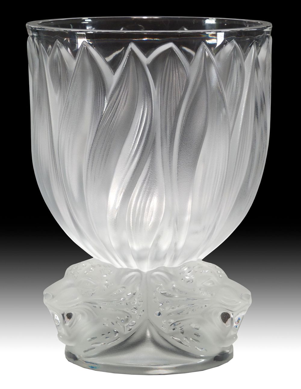 Lot 470: Lalique Crystal 'Three Jaguars' Vase