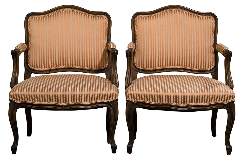 Lot 536: French Provincial Style Upholstered Arm Chairs