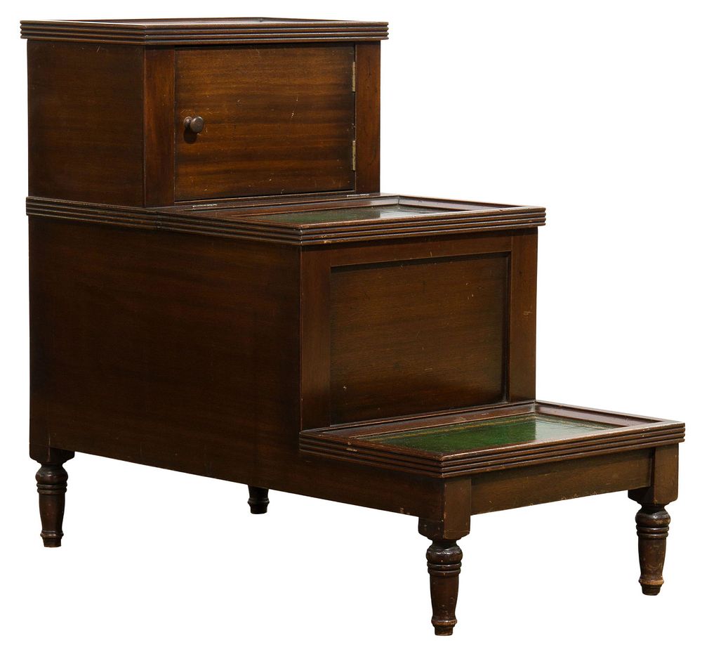 Lot 541: Mahogany and Leather Top Library Steps