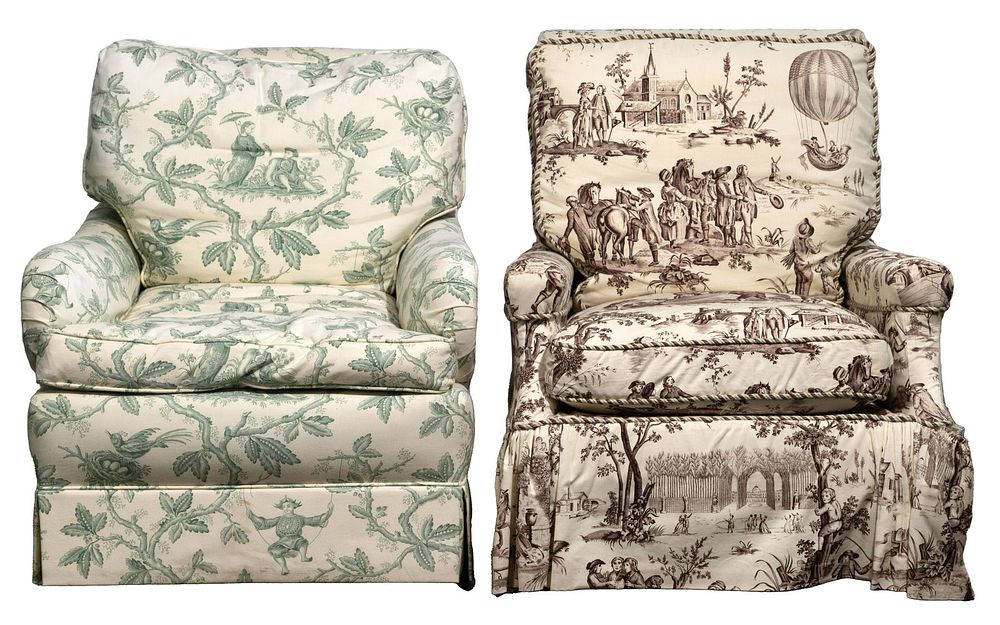 Lot 544: Toile Upholstered Armchairs