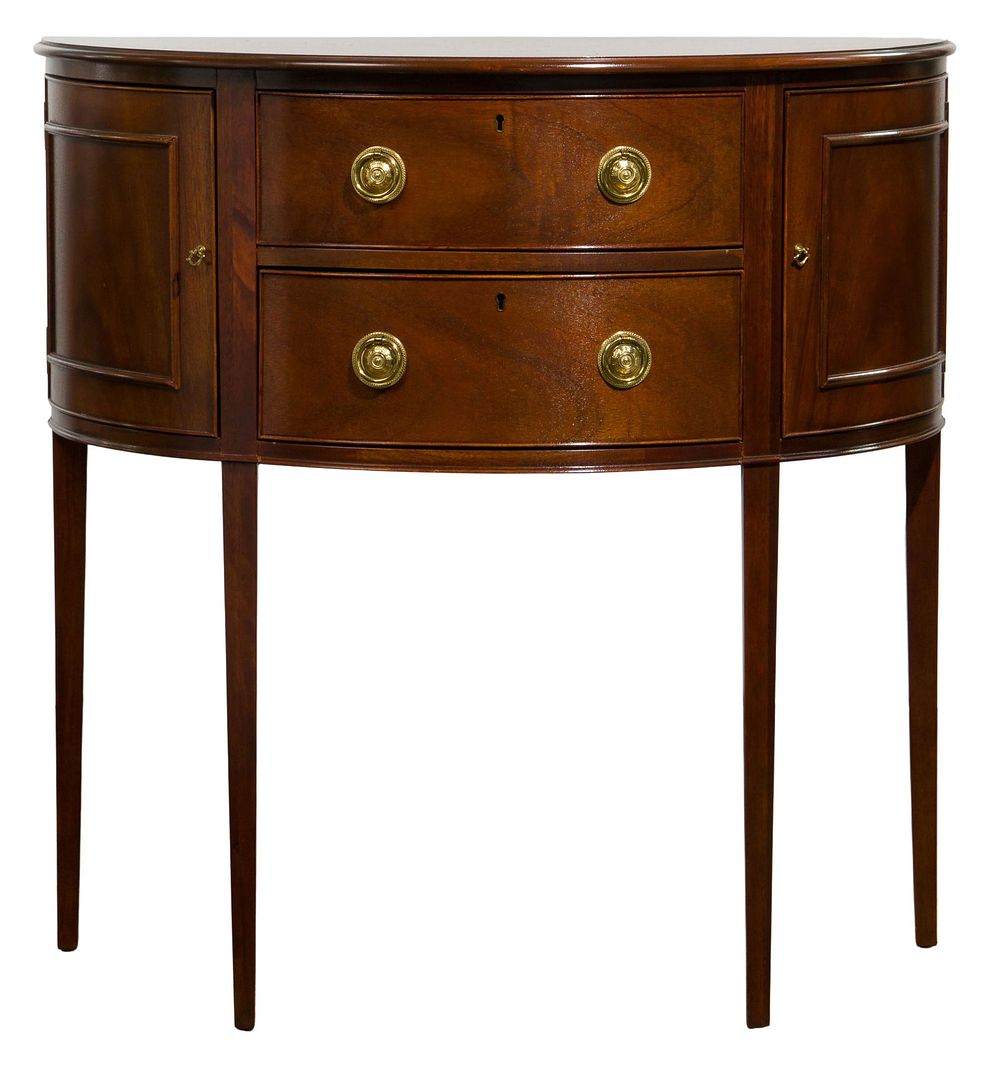Lot 548: Baker Mahogany Demilune Commode