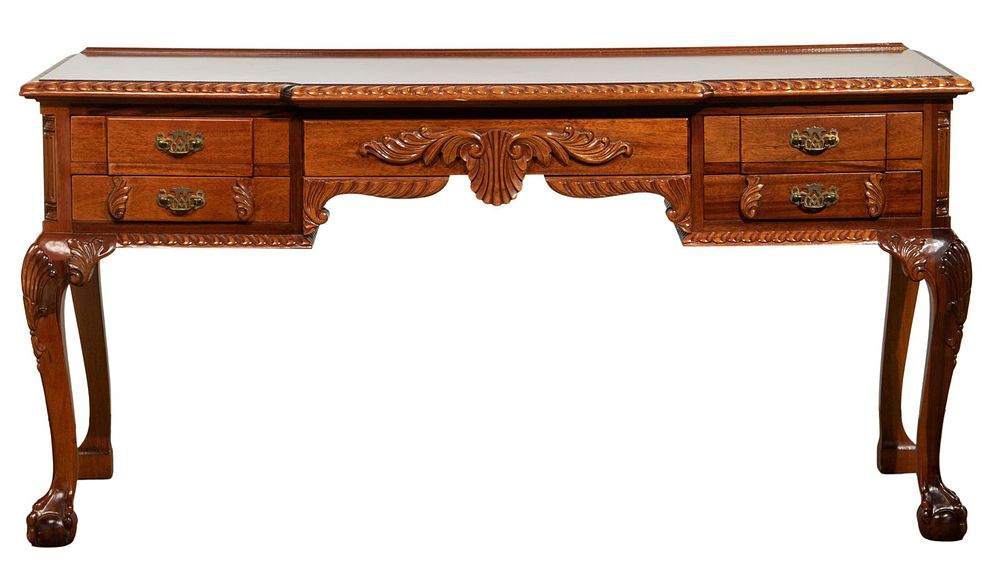 Lot 556: Carved Mahogany Desk