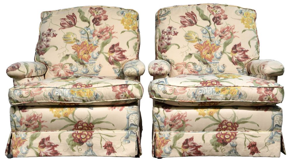 Lot 563: Floral Upholstered Armchairs