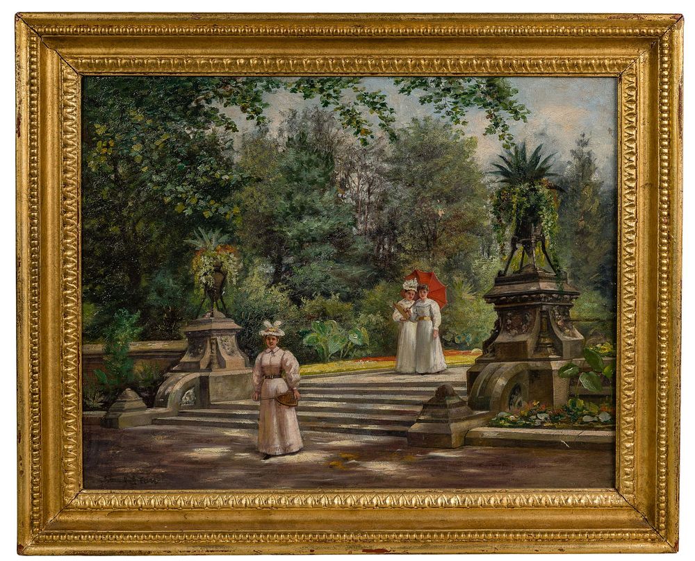 Lot 165: Unknown Artist (American, 19th century) 'To the Courts, Central Park, NYC' Oil on Canvas