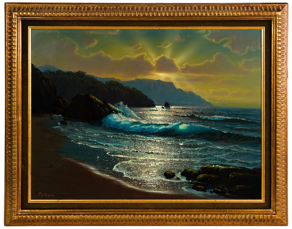 Lot 166: William DeShazo (American, b.1934) 'Seascape' Oil on Masonite