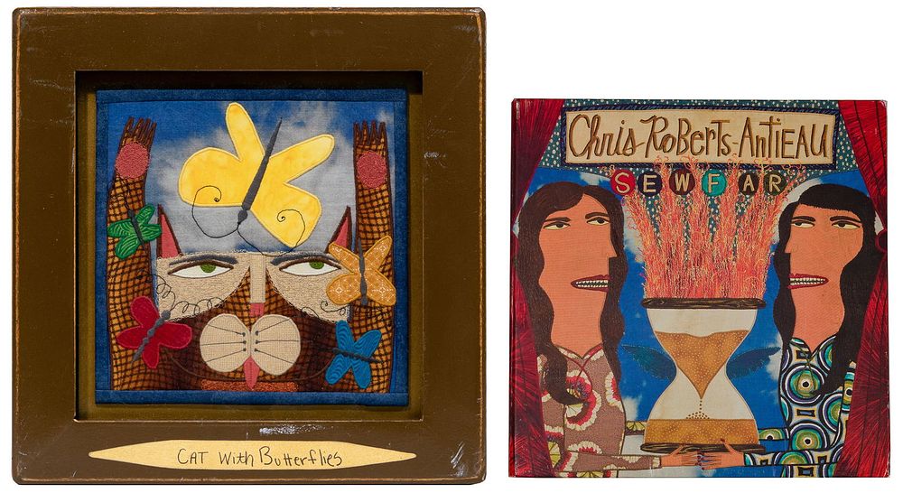 Lot 168: Chris Roberts-Antieau (American, b.1950) 'Cat with Butterflies' Tapestry