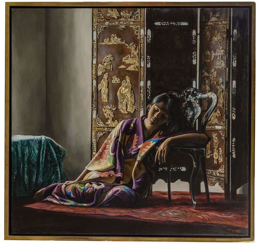 Lot 171: Harry McCormick (American, b.1942) 'Purple Kimono' Oil on Canvas
