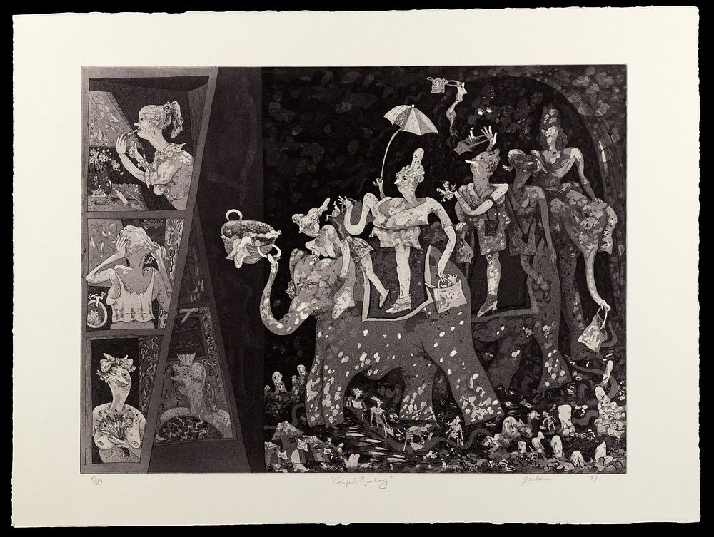 Lot 222: Gladys Nilsson (American, b.1940) 'Camp Shopalong' Aquatint