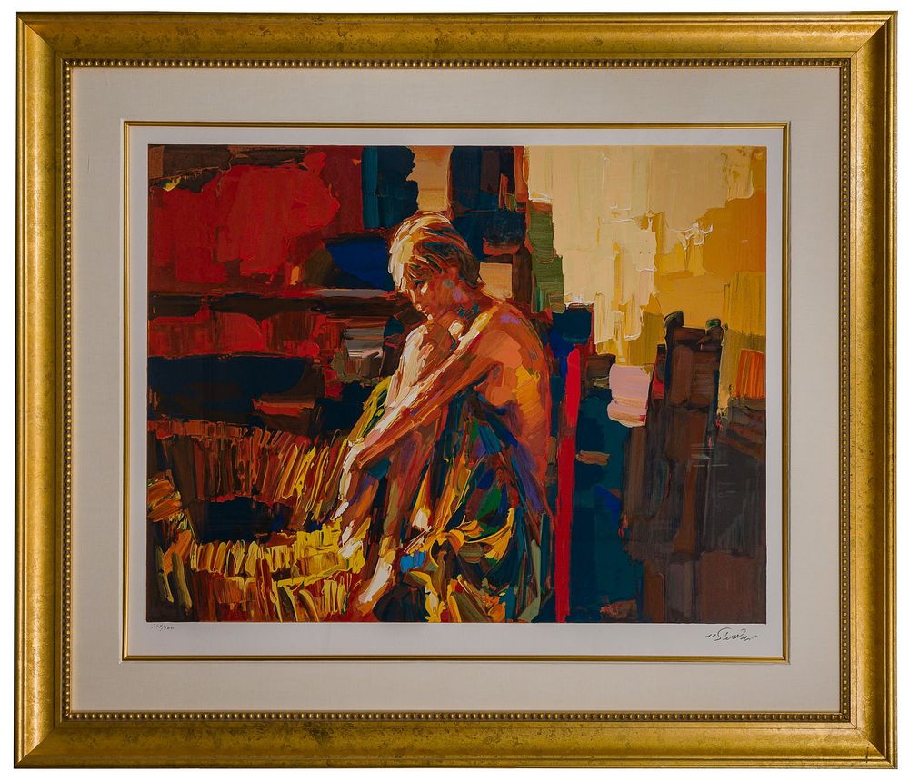 Lot 245: Nicola Simbari (Italian, 1927-2012) 'Apres le Bain' Serigraph