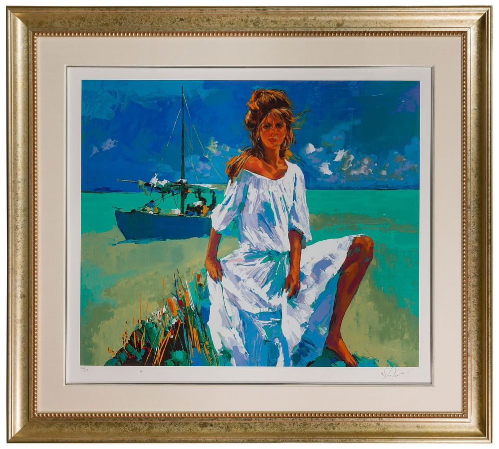 Lot 246: Nicola Simbari (Italian, 1927-2012) 'La Belle aux Maldives' Serigraph