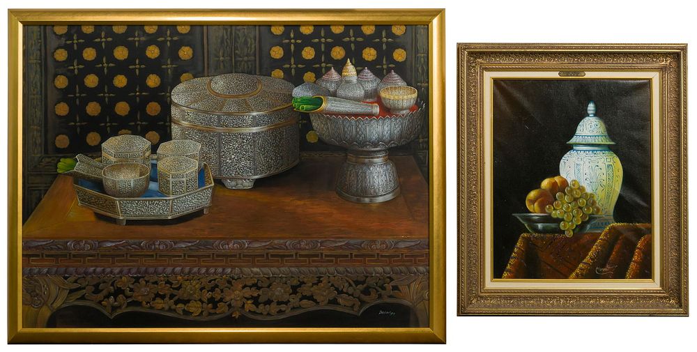 Lot 306: Oil on Canvas Still Life Paintings