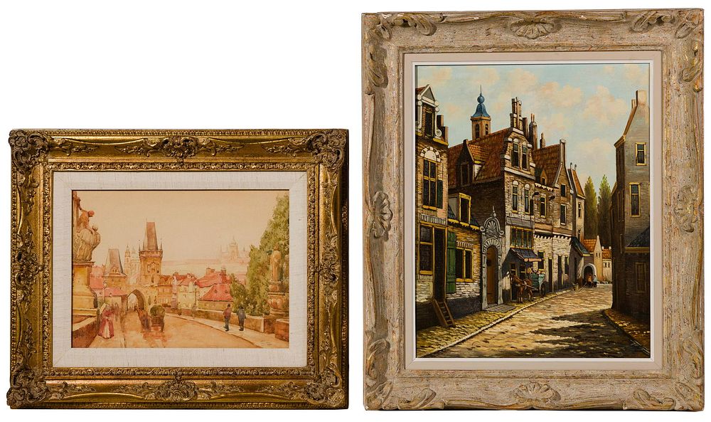 Lot 312: Oil on Canvas and Watercolor Paintings