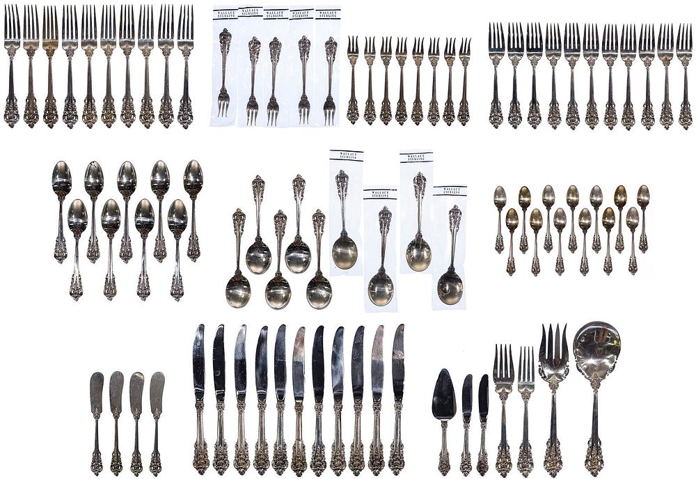 Lot 361: Wallace 'Grand Baroque' Sterling Silver Flatware