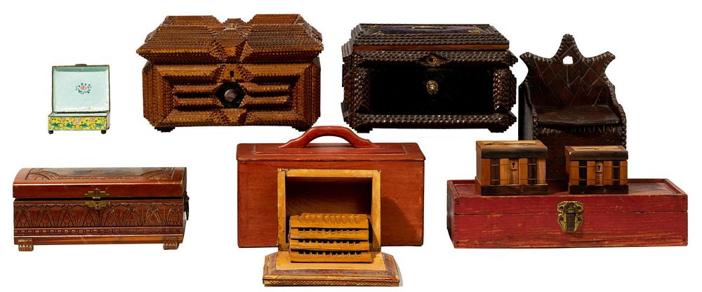 Lot 415: Tramp Art Box Assortment