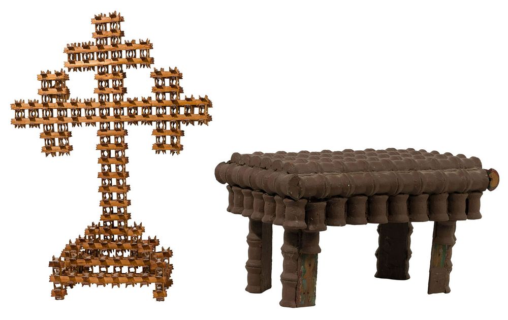 Lot 417: Tramp Art Crown of Thorns Cross
