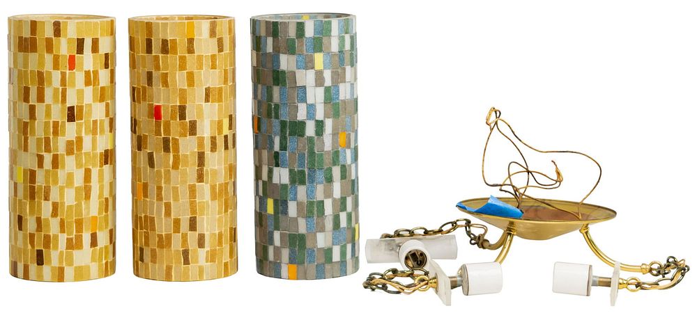 Lot 457: MCM Hanging Mosaic Chandelier