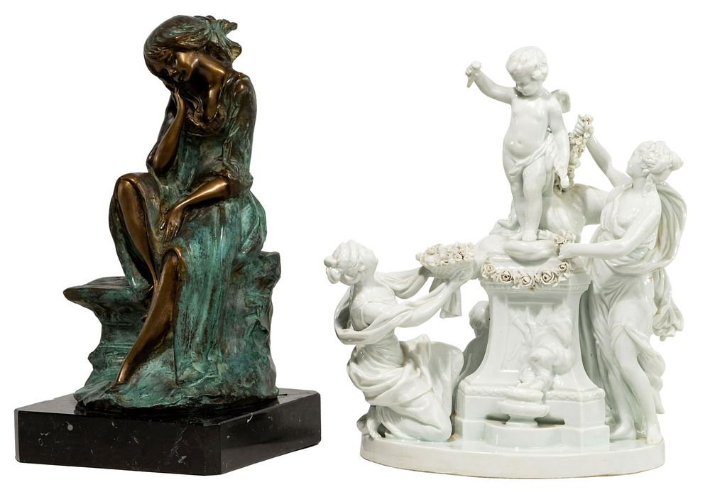 Lot 478: Bronze and Porcelain Statues