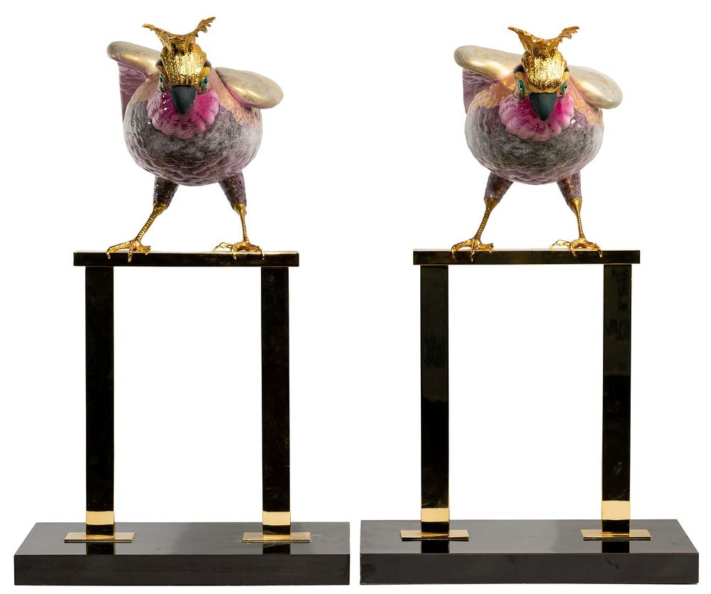 Lot 481: Mangani for Oggetti Porcelain Parrots