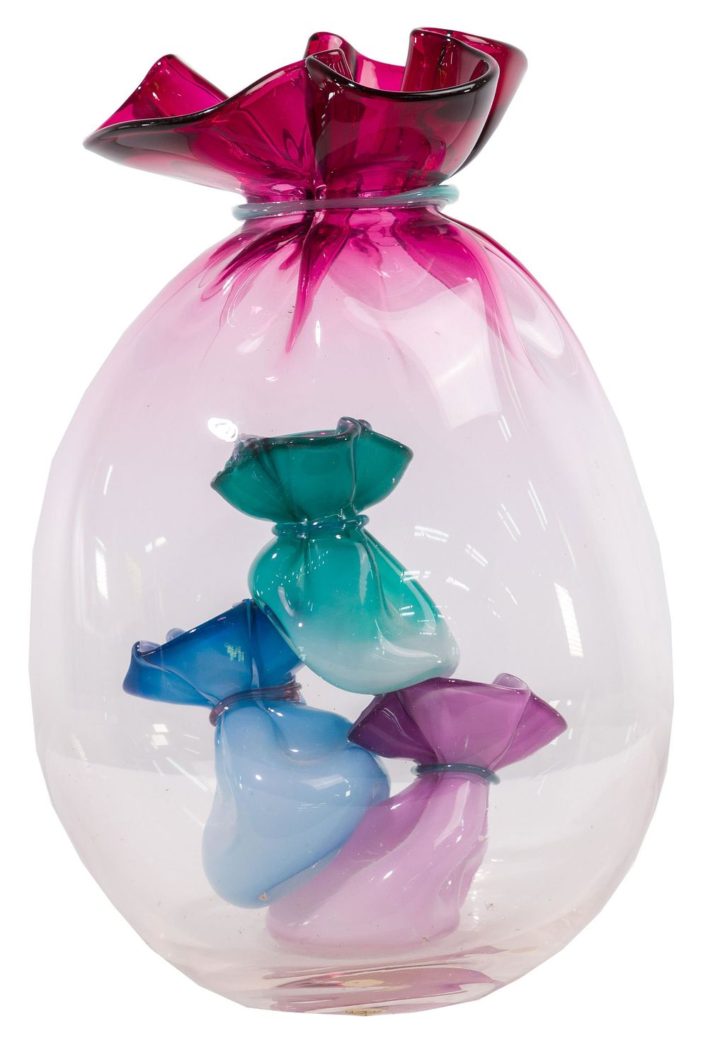 Lot 493: John Littleton (American, b.1957) and Kate Vogel (American, b.1956) 'Bagged Bags' Art Glass