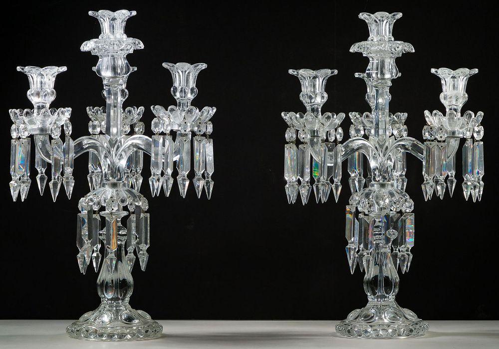 Lot 501: Pressed Glass Candelabras