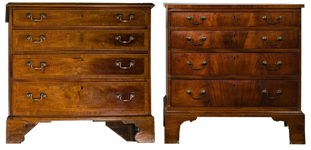 Lot 564: English Georgian Style Walnut Chests of Drawers