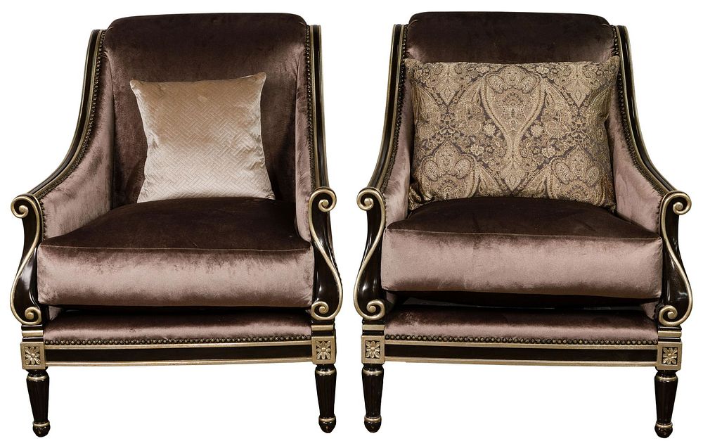 Lot 584: Marge Carson 'Portofino' Upholstered Armchairs