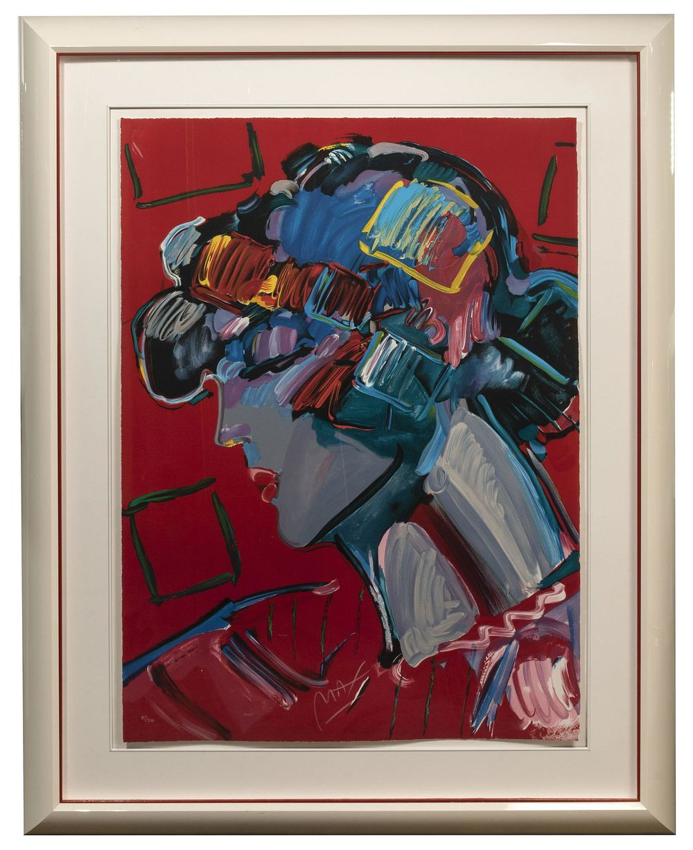 Lot 158: Peter Max (German / American, b.1937) 'Crimson Lady' Lithograph