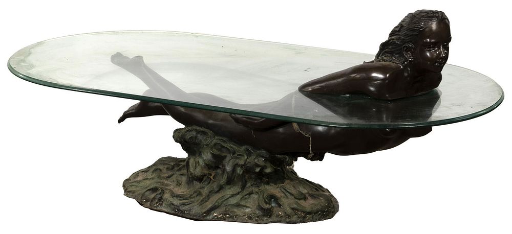 Lot 186: Unknown Artist (American, 20th Century) Bronze Sculpture Table