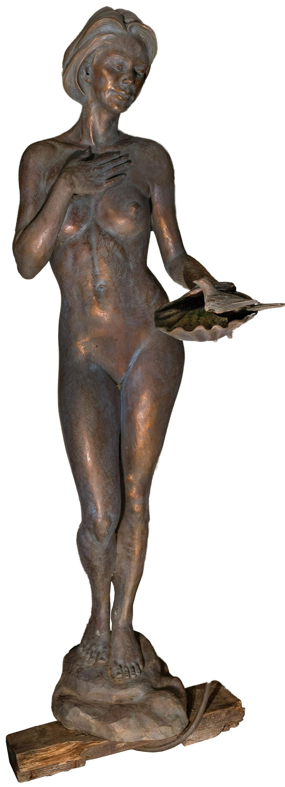 Lot 201: Victor Issa (American, b.1954) 'The Bird Bath' Bronze Sculpture / Fountain