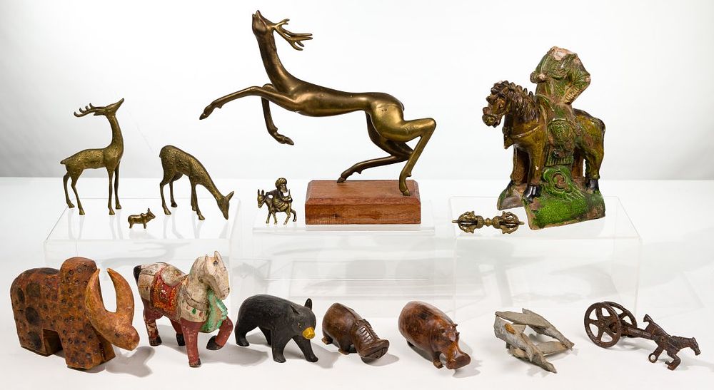 Lot 370: Hattakitkosol Somchia (Thai, 1934-2000) Brass Deer Sculpture