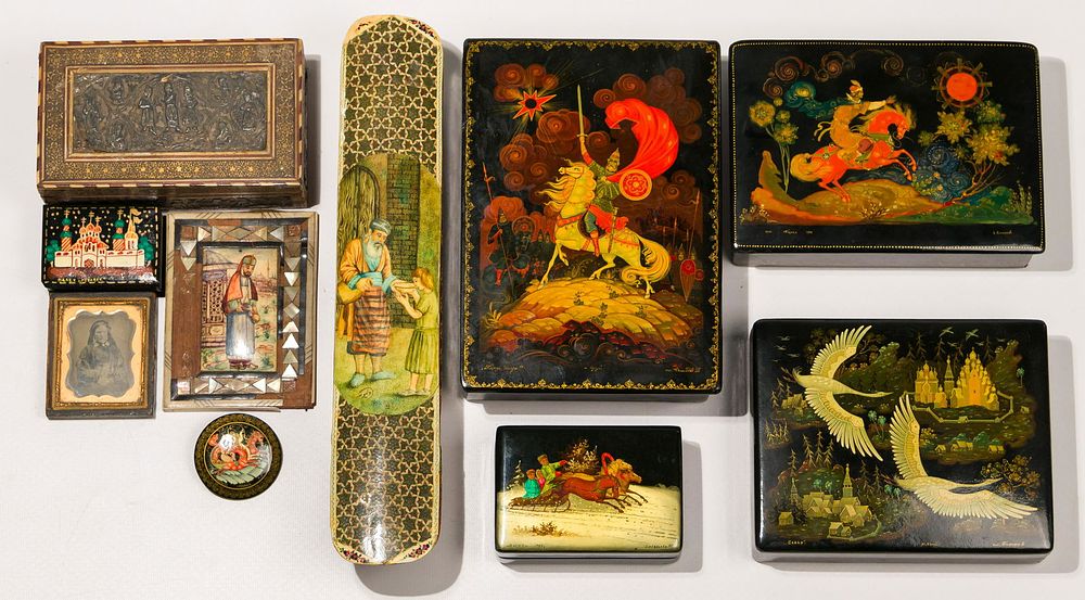 Lot 373: Russian Lacquer Box Assortment