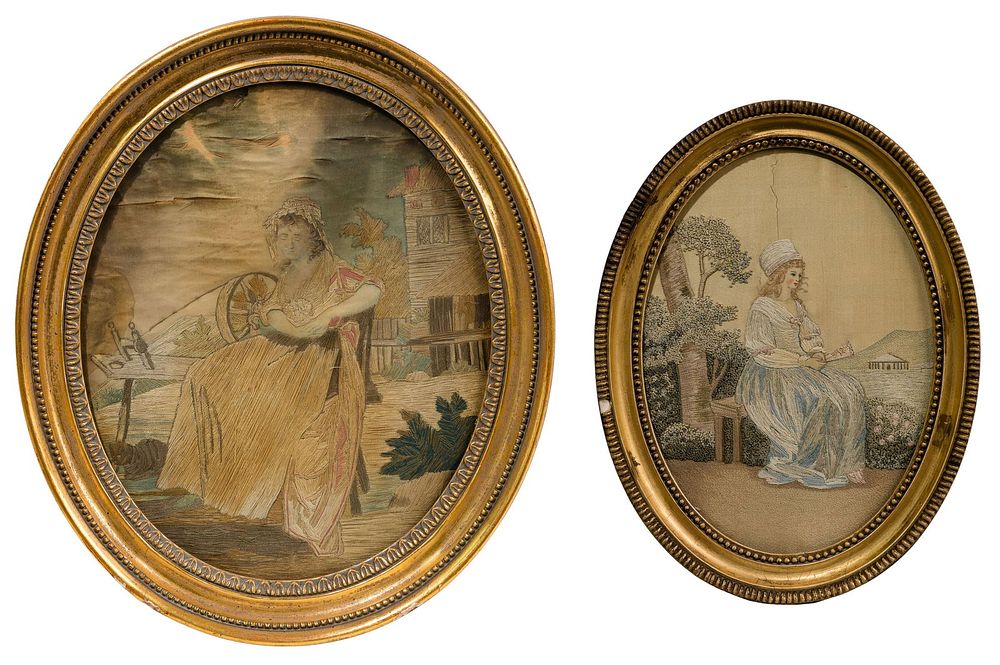 Lot 374: Continental Style Embroidered Portrait Assortment