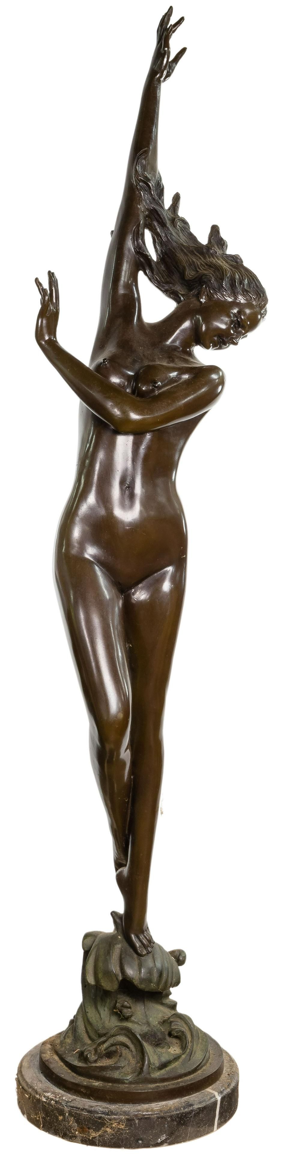 Lot 394: (After) Auguste Moreau (French, 1861-1906) Bronze Nude Sculpture