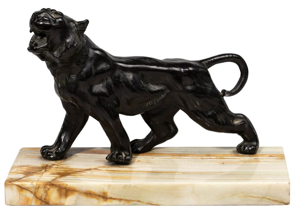 Lot 398: (Style of) Antoine-Louis Barye (French, 1795-1875) 'Walking Tiger' Metal Sculpture