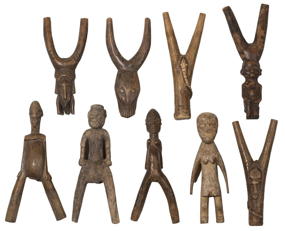Lot 406: African Carved Wood Slingshot Assortment