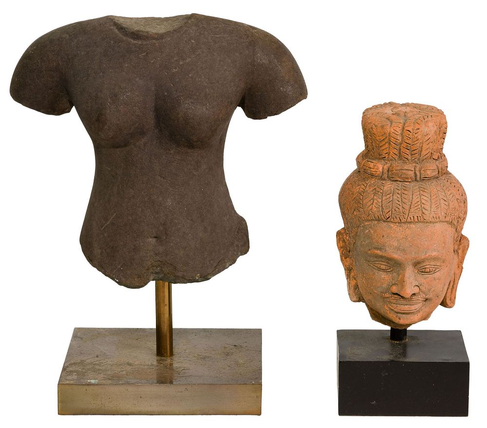 Lot 156: Cambodian Khmer Sandstone Figures