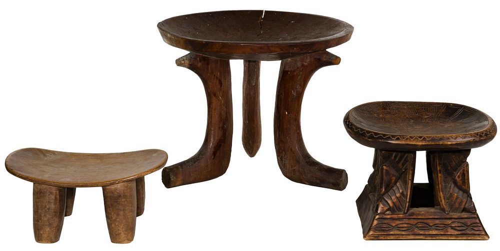 Lot 236: African Carved Wood Seat Assortment