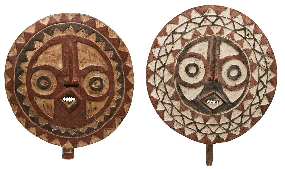Lot 292: African Carved Wood Sun God Masks