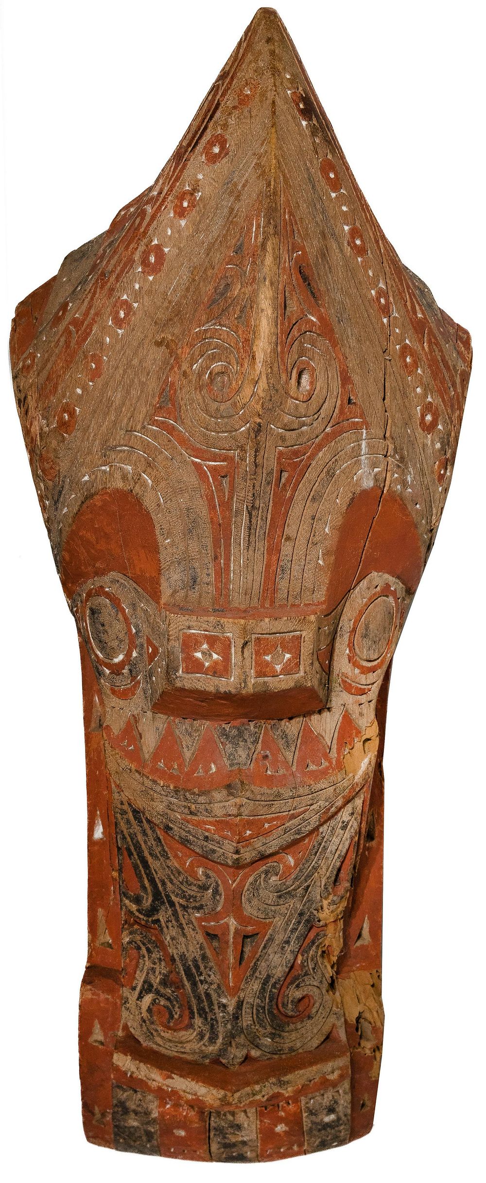 Lot 298: Sumatran Painted Carved Wood Architectural Post