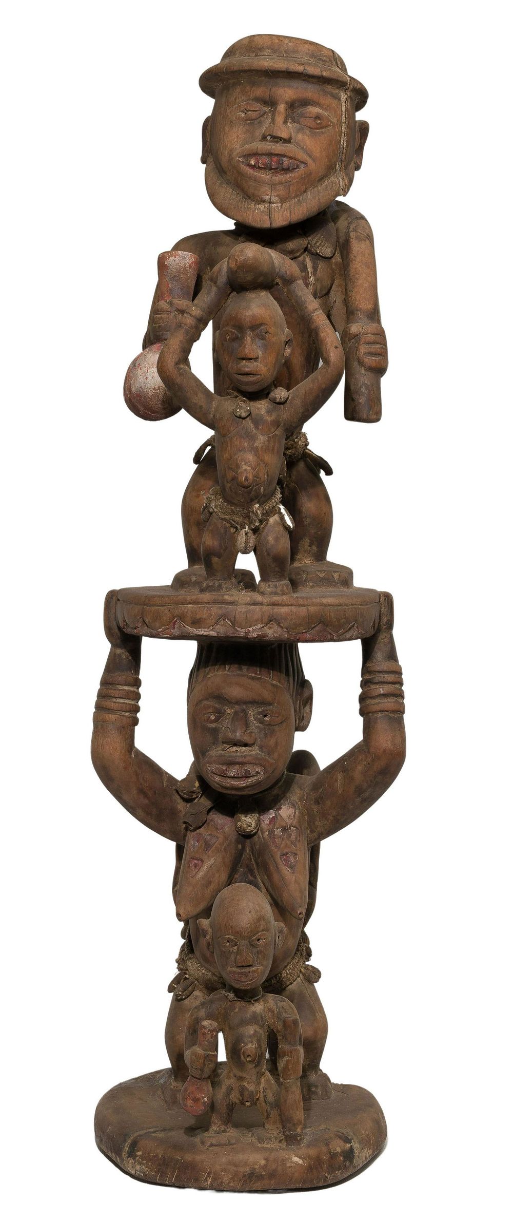 Lot 312: West African Yoruba Carved Wood Figure Group