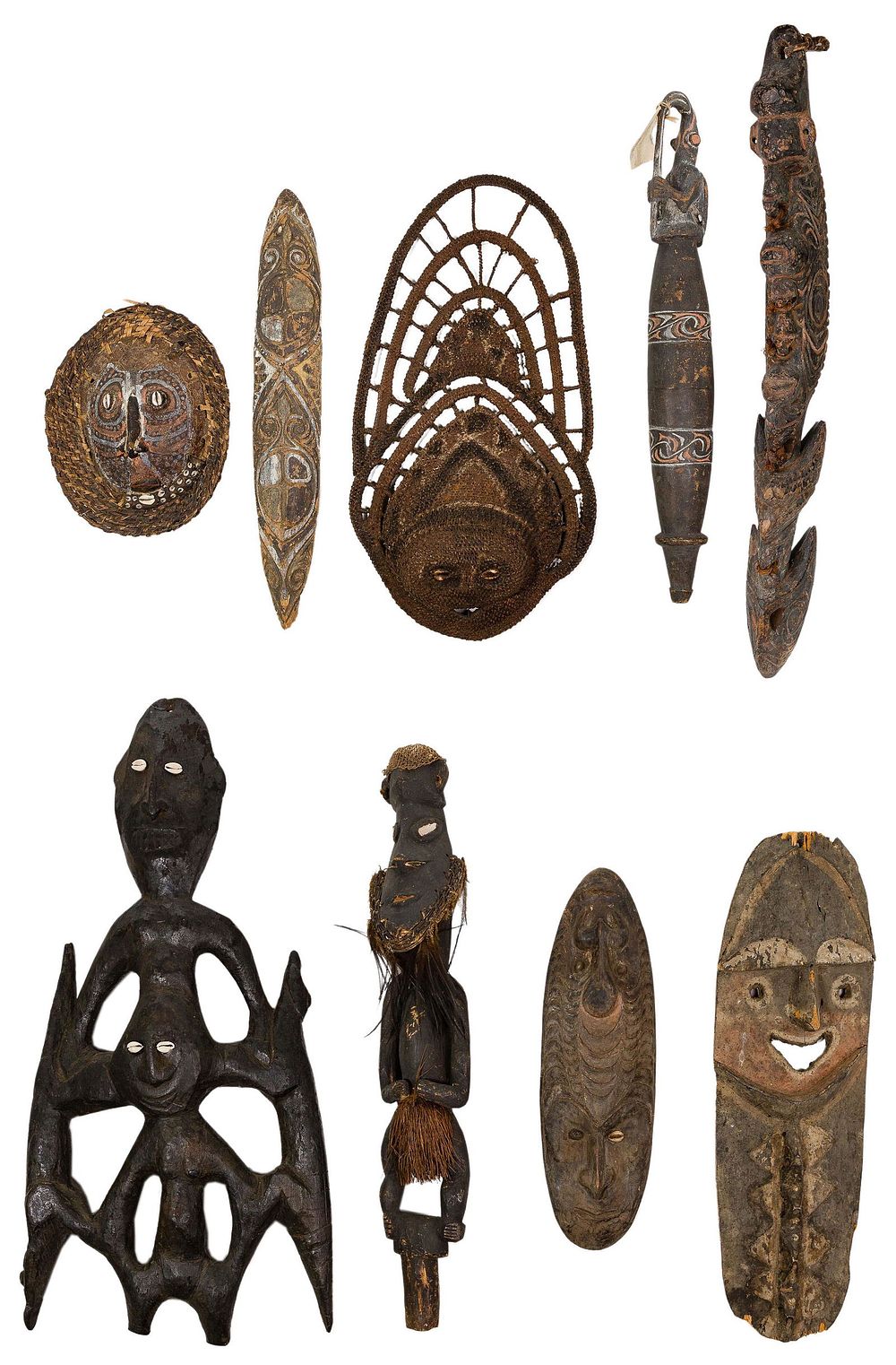 Lot 327: New Guinea Carved Wood Object Assortment